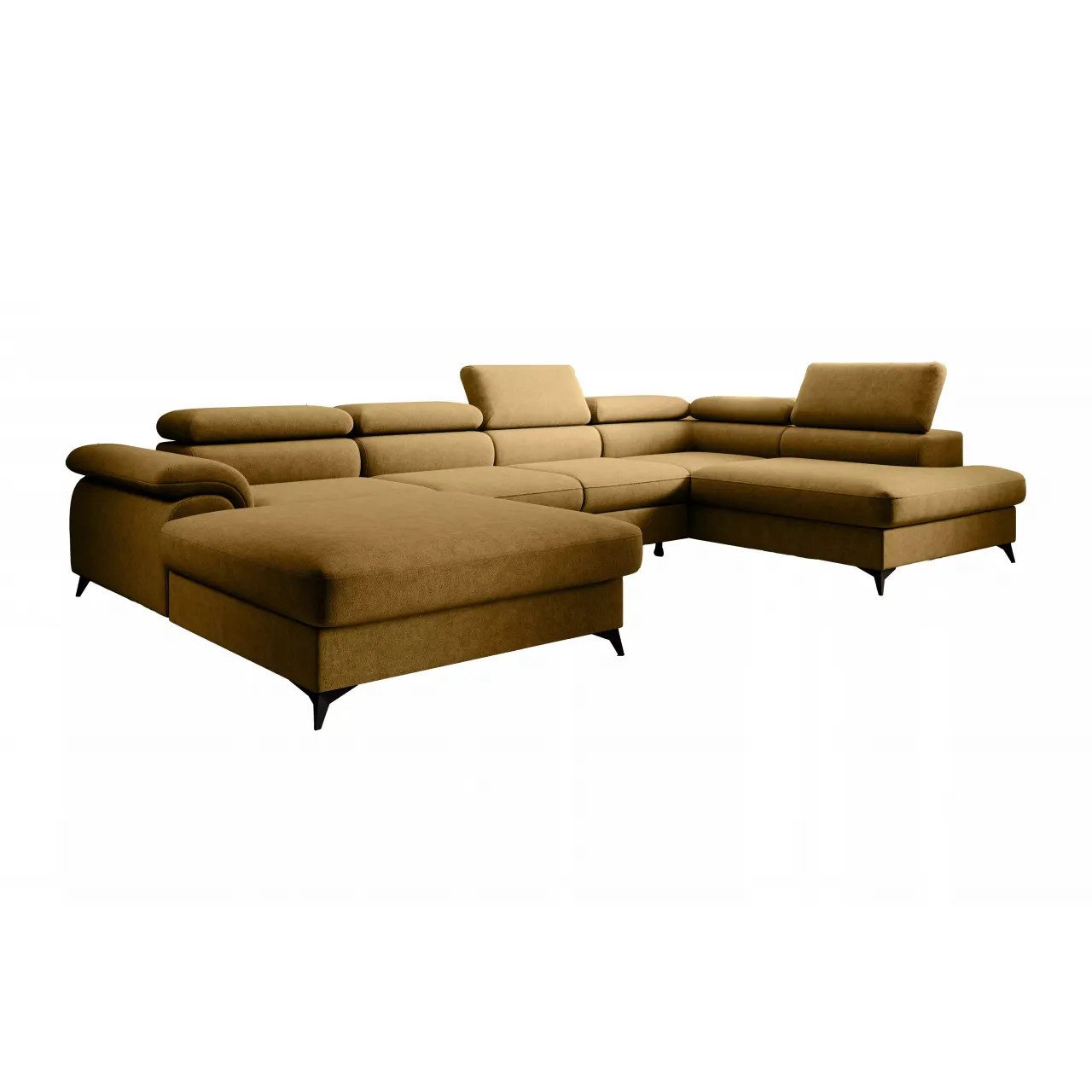 NEXT COLLECTION Ecksofa PLAZA U, elegante einfache Form, T30-Schaum + gewellte Feder, Funktion Schlafen, 2x Bettzeug-Container