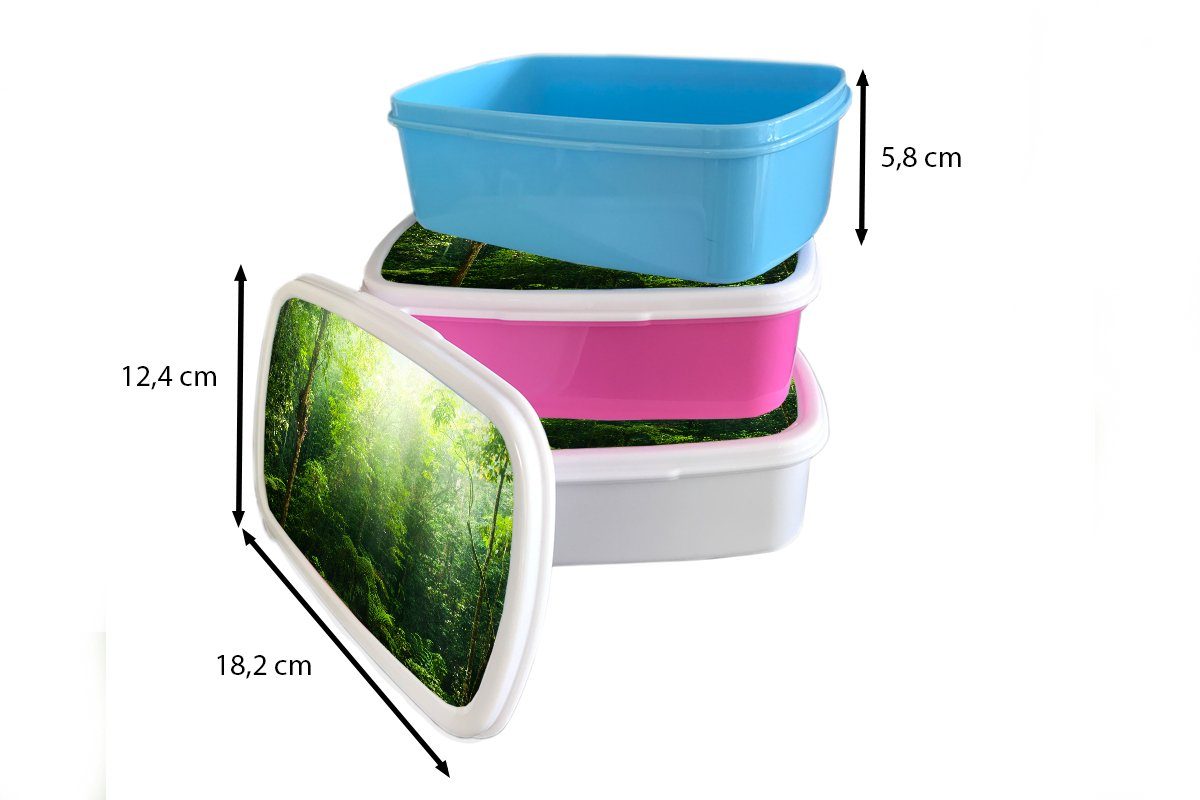 Brotbox Brotdose, für - Kunststoff, Sonnenlicht und Kinder Erwachsene, (2-tlg), Dschungel Grün - für Jungen, weiß und Kinder - Jungs Mädchen Lunchbox - MuchoWow - Mädchen