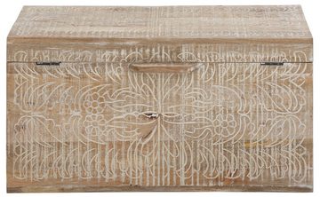 Home affaire Truhentisch Lavin, Mangoholz, mit dekorativen Schnitzereien, Handgefertigt, Breite 90 cm