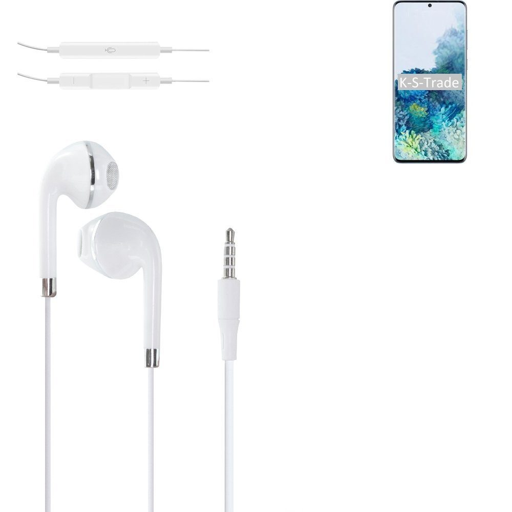 K-S-Trade für Samsung Galaxy S20+ Exynos In-Ear-Kopfhörer (Kopfhörer mit Mikrofon u Lautstärkeregler weiß 3,5mm Klinke)