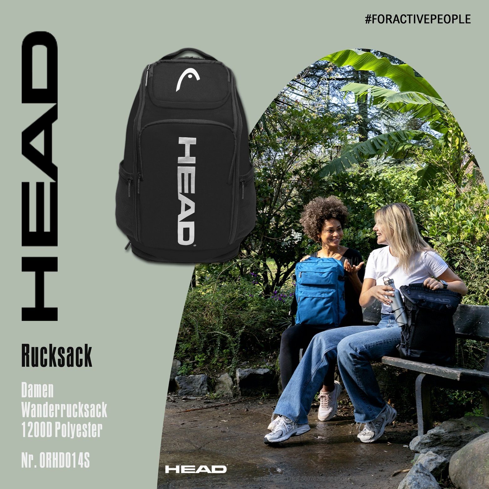 1200D Head Wanderrucksack, 47cm Wanderrucksack Polyester, Freizeitrucksack (Wanderrucksack), ca. Head Reiserucksack schwarz hoch Wanderrucksack