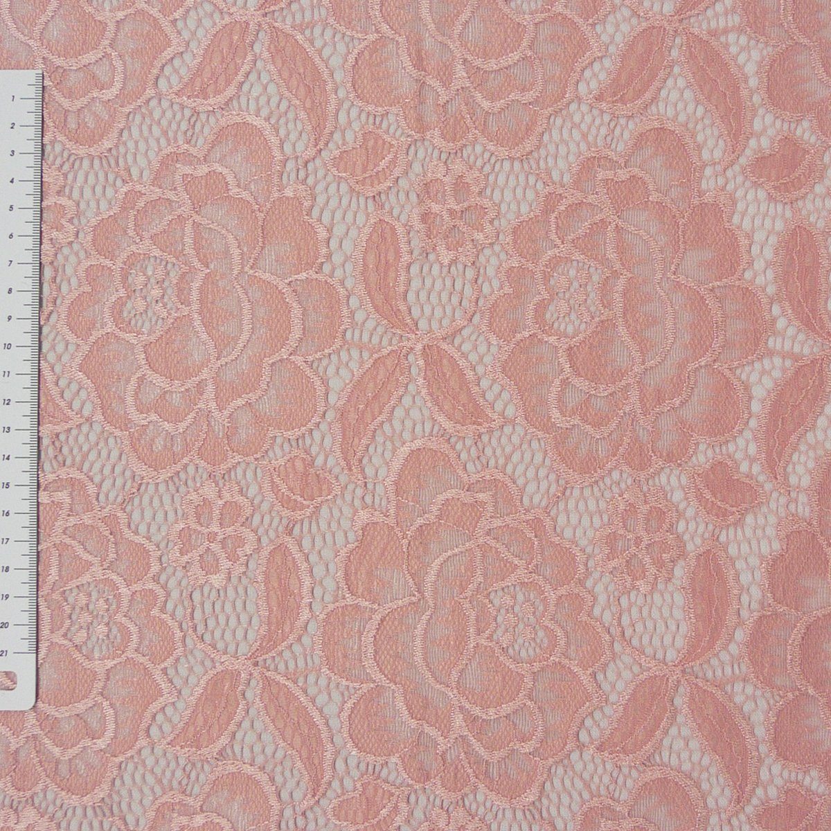 SCHÖNER LEBEN. Stoff Elastische Stoff Meterware Spitze Blumen mit Wellen Abschluss rosa