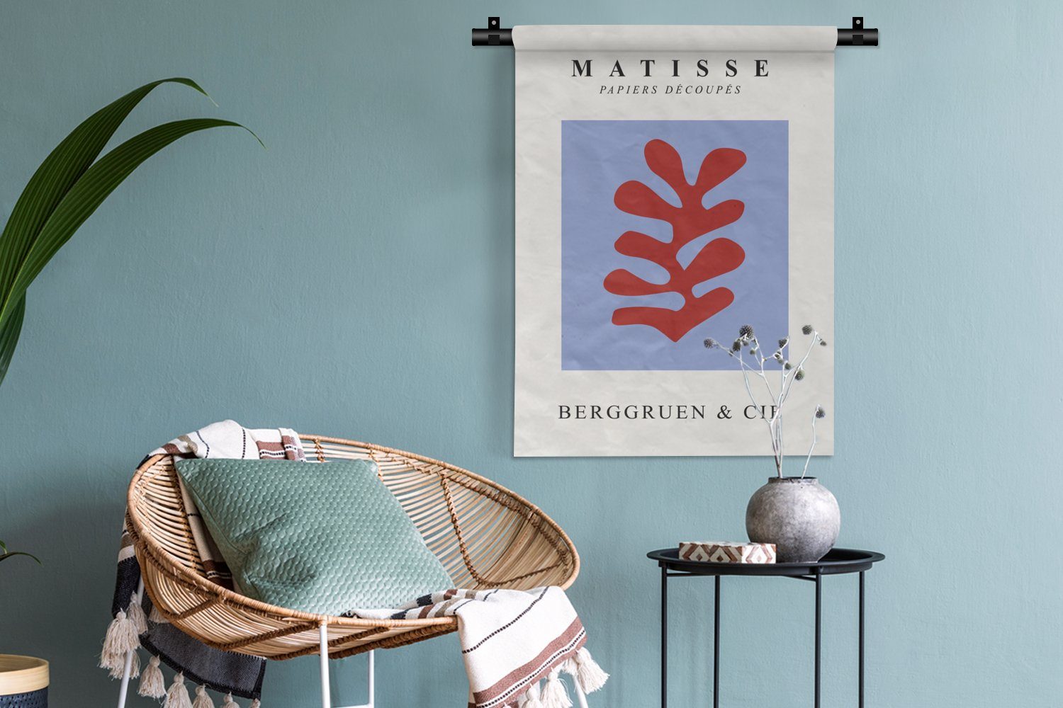 MuchoWow Wanddekoobjekt Matisse - - Wand, an - Schlafzimmer Blau Rot für Blatt der Tapisserie, - Wohnzimmer, Abstrakt, Deko