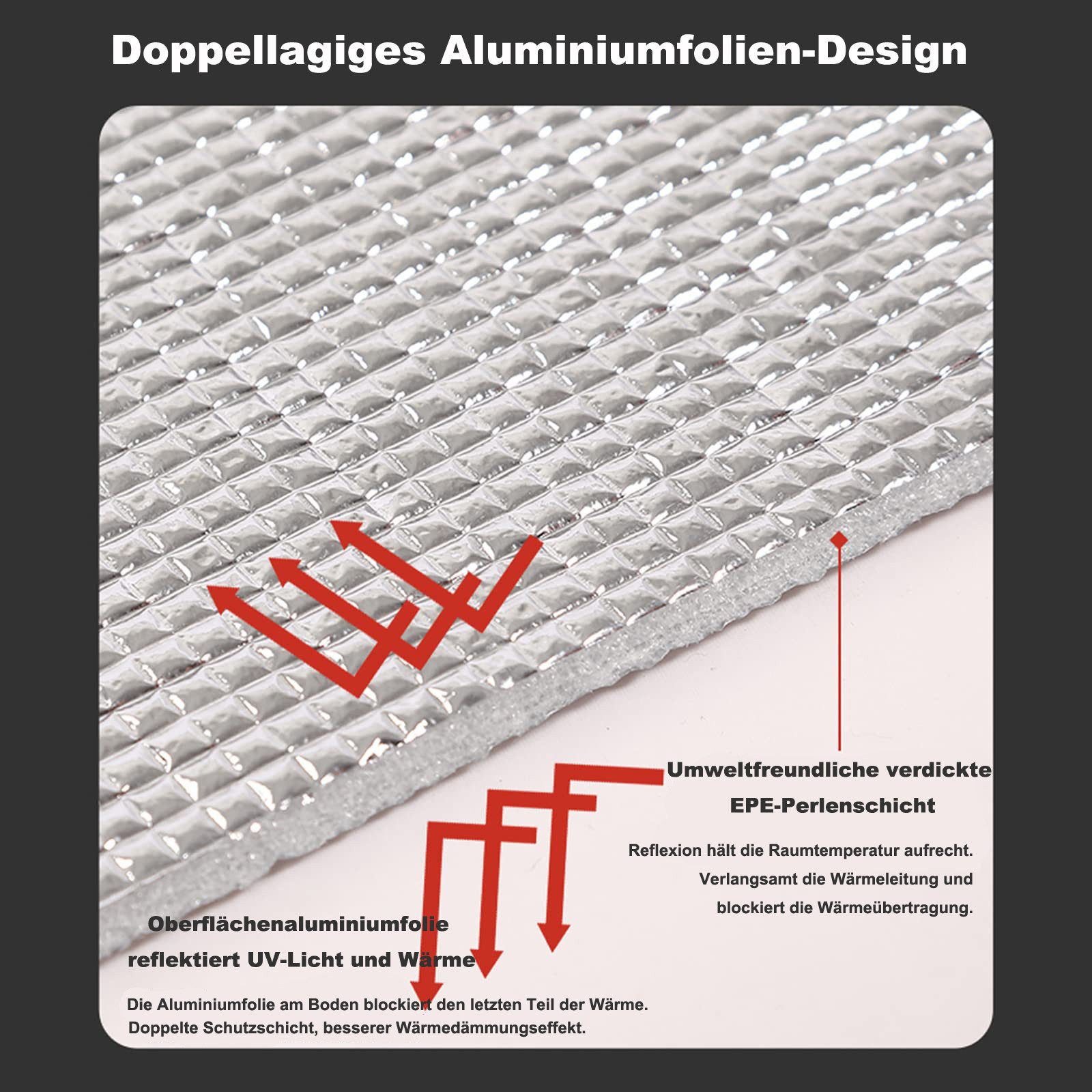 Diwzbyn Sonnenschutz-Fensterfolie Sichtschutz für Fenster – UV- und Wärmeisolierung, reflektierende Aluminiumfolie mit Saugnapf für Zuhause, Büro, Garage