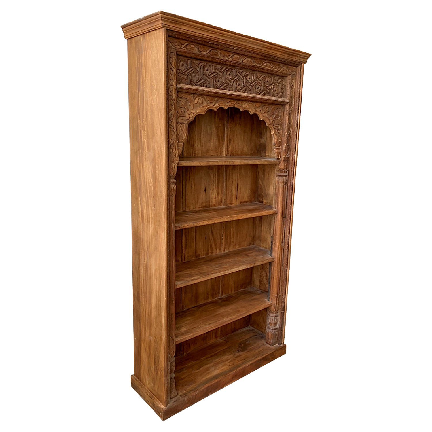 Marrakesch Orient & Mediterran Interior Bücherregal Orientalisches Bücherregal Antik 16 Braun-Weiß handgefertigt 225 cm, 1-tlg., Handarbeit