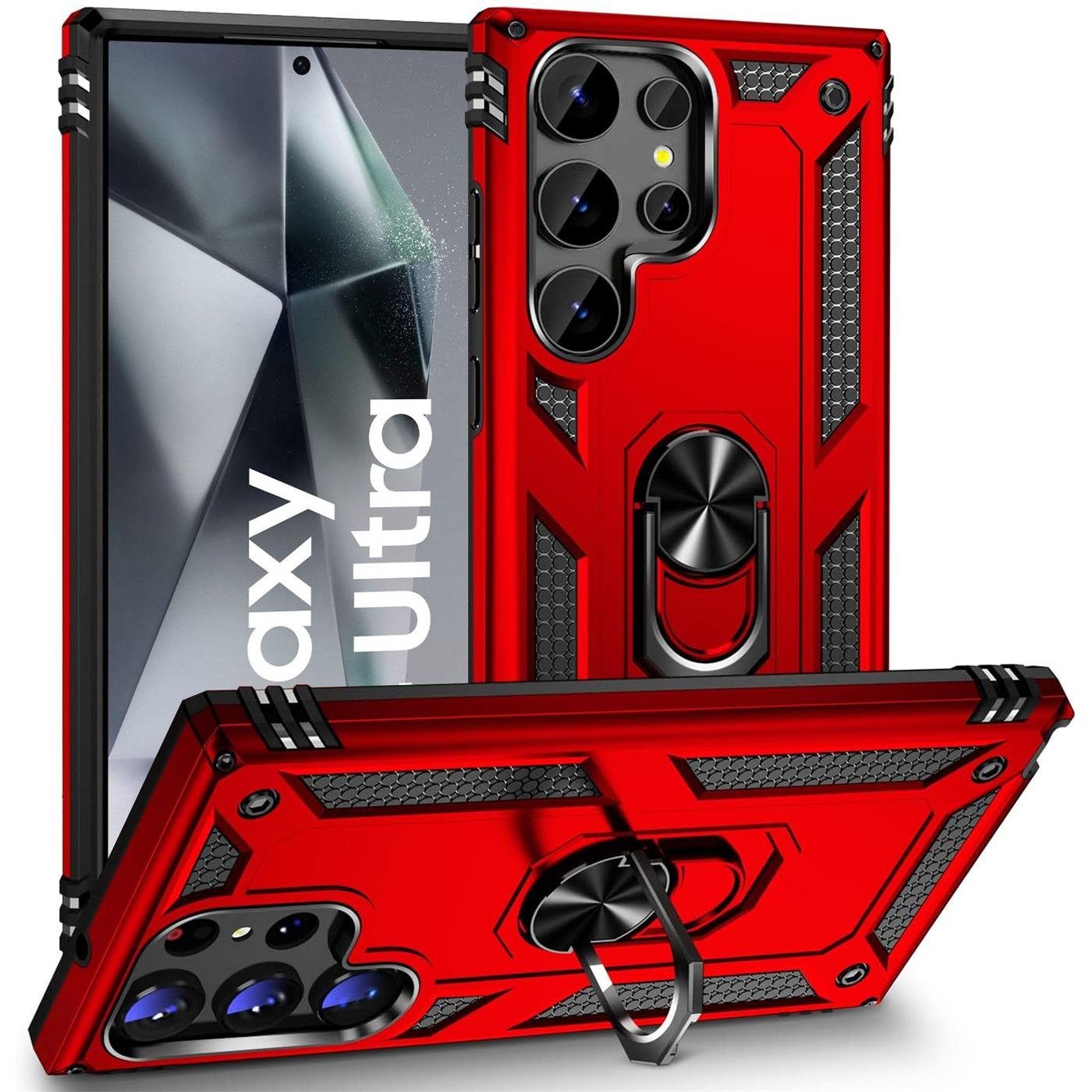 CoolGadget Handyhülle Armor Shield Case für Samsung Galaxy S24 Ultra 6,1 Zoll, Outdoor mit Magnet Ringhalterung Handy Hülle für Samsung S24 Ultra 5G