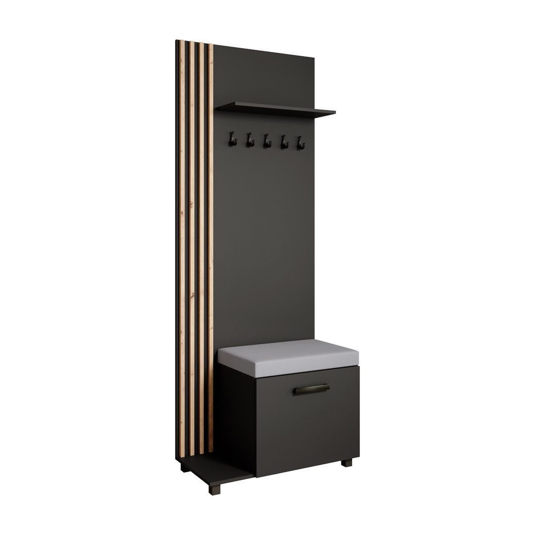Beautysofa Garderobenschrank Garderobenschrank mit Aufhängern LIVIA (Mit eleganten Kleiderbügeln) mit Verschließbarer Schuhschrank
