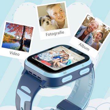 fitonyo Smartwatch (Android iOS), Kinder mit GPS Telefon Uhr für 4G Anrufe, Nachrichten Schulmodus WiFi