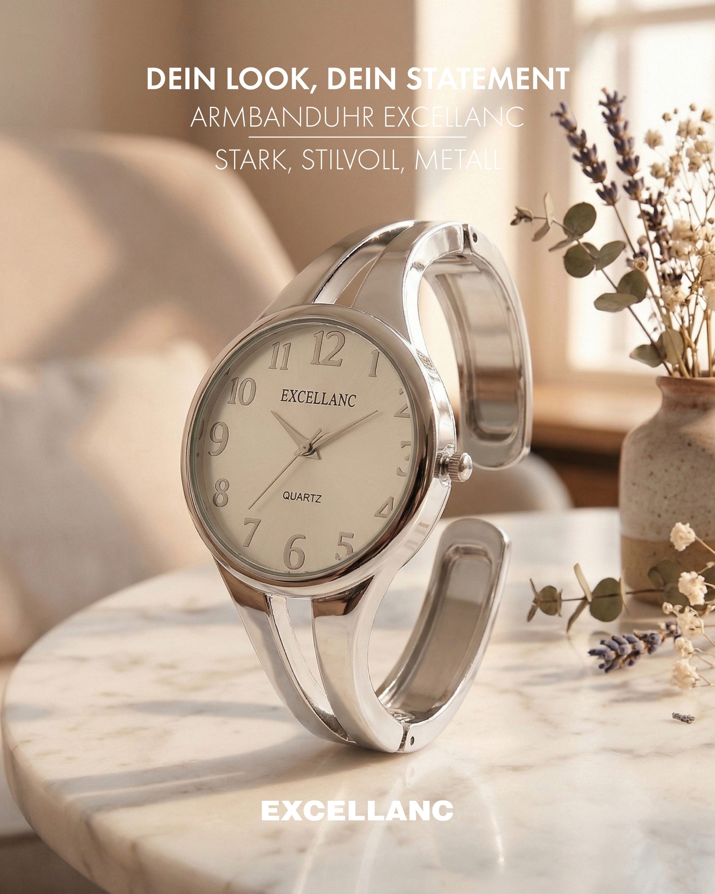 EXCELLANC Quarzuhr Mineralglas