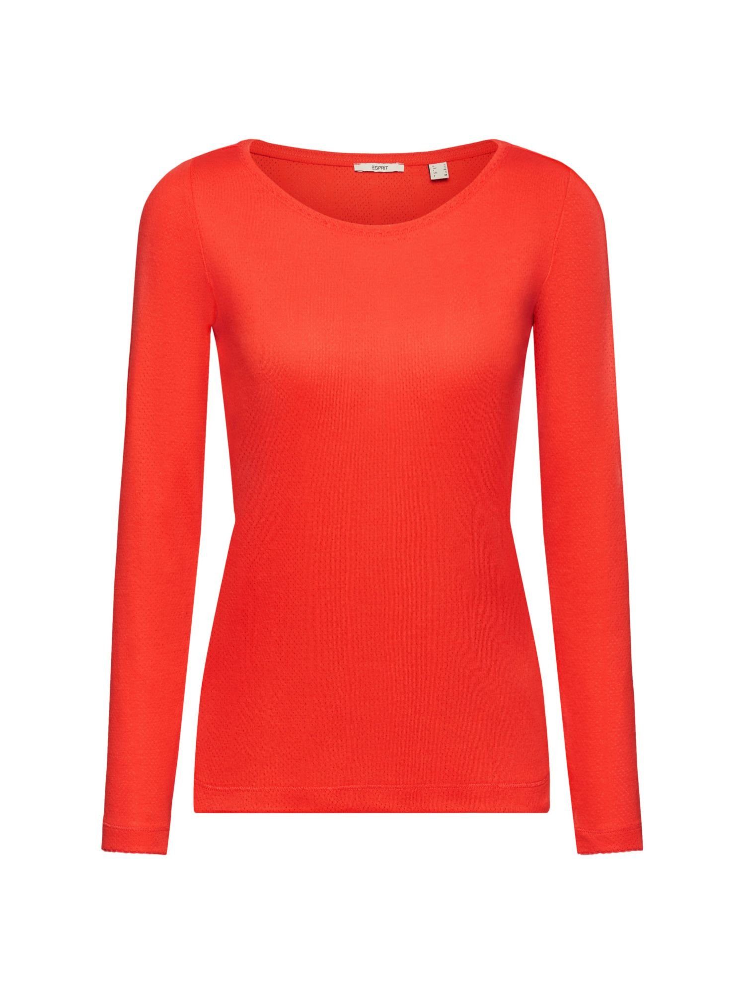 Langarmshirt Esprit RED Pointelle-Longsleeve (1-tlg)