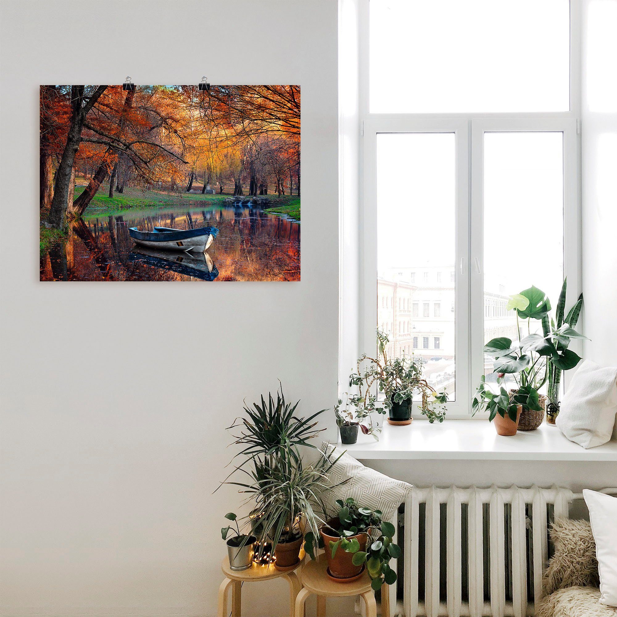 Artland Poster Bunte Herbstlandschaft, Boote & Schiffe (1 St), ohne Rahmen