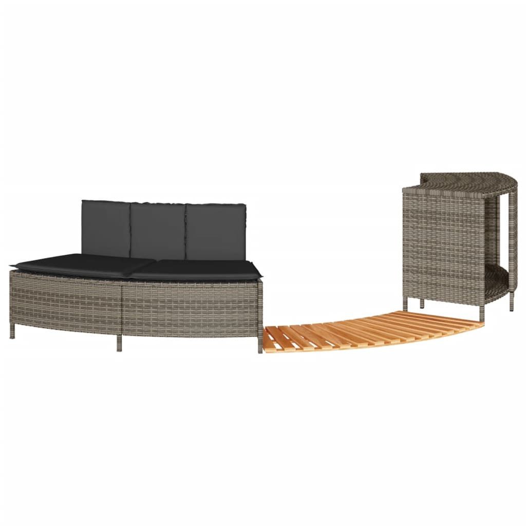 vidaXL Poolleiter, Whirlpool-Umrandung Grau Poly Rattan günstig online kaufen