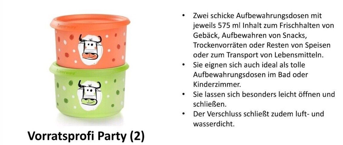 Vorratsdose Tupperware Dosen 2er Set mit Kuh Motiv 575 ml