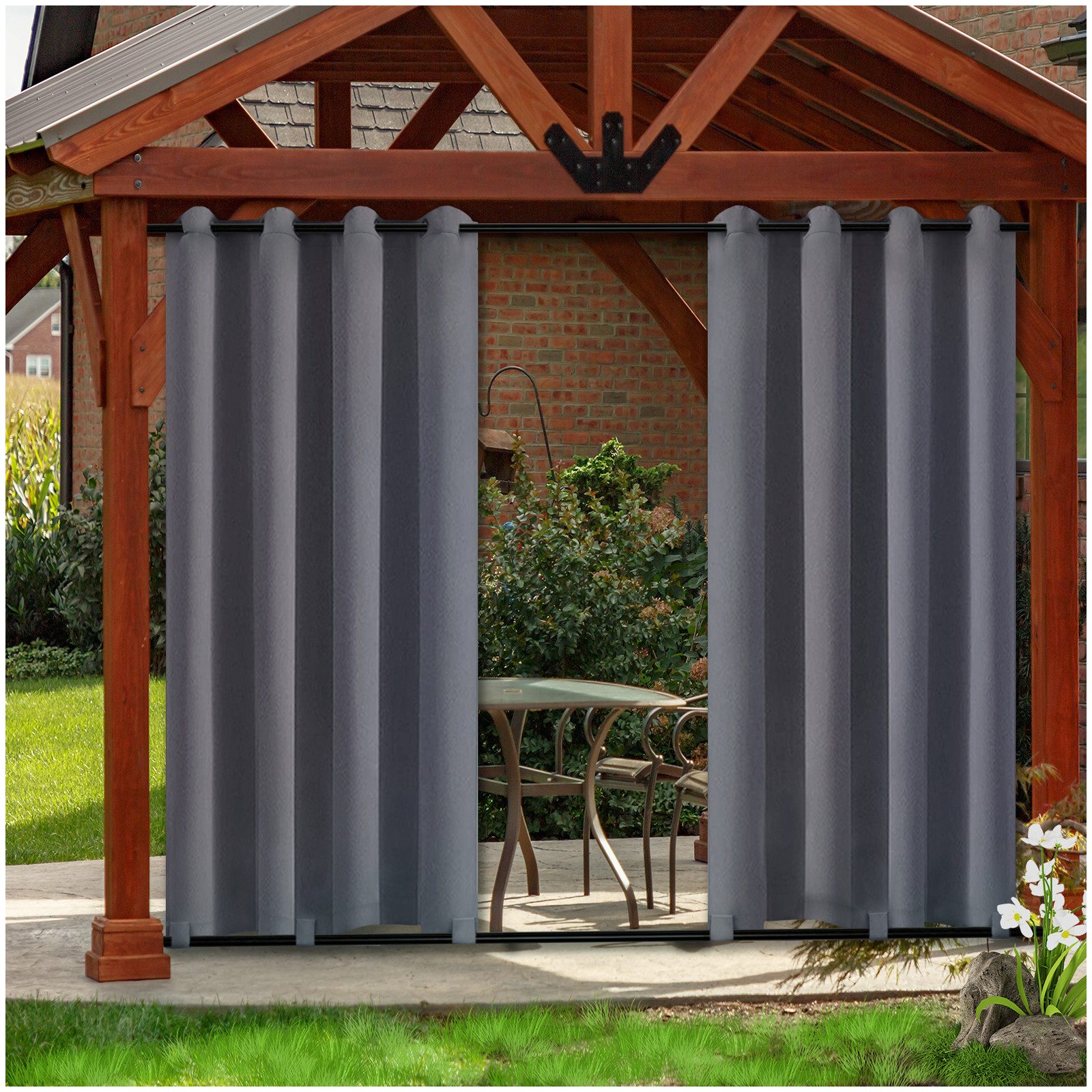 Qelus Vorhang Outdoor Шторы Wetterfest Sonnenschutz Vorhänge Wasserfest Balkon (1 St), mit ösen Rutentasche Шторы Terrasse Pavillon