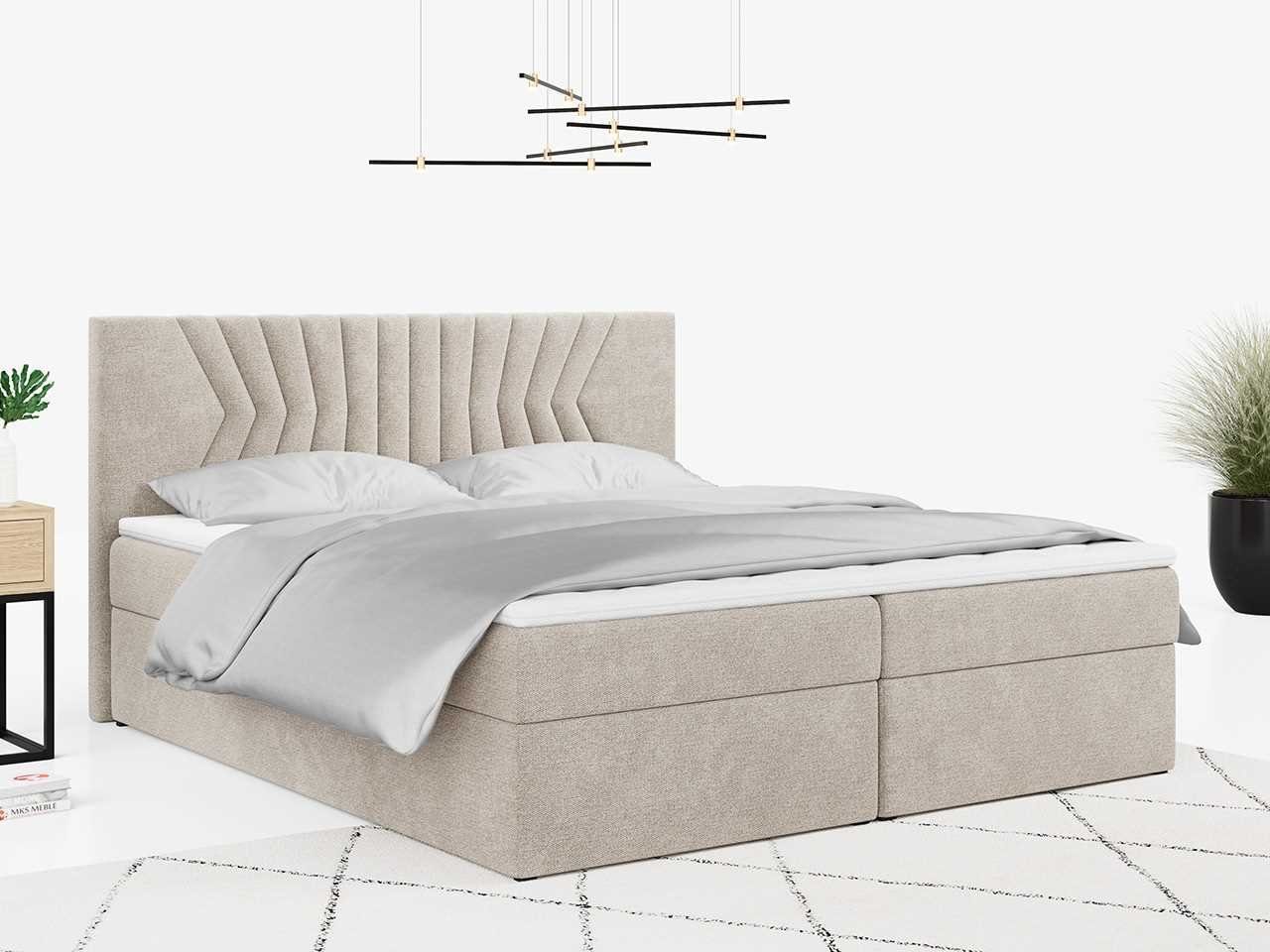 MKS MÖBEL Boxspringbett STELLE 2, Doppelbett, Modern für Schlafzimmer, Multipocket-Matratze, Praktisch