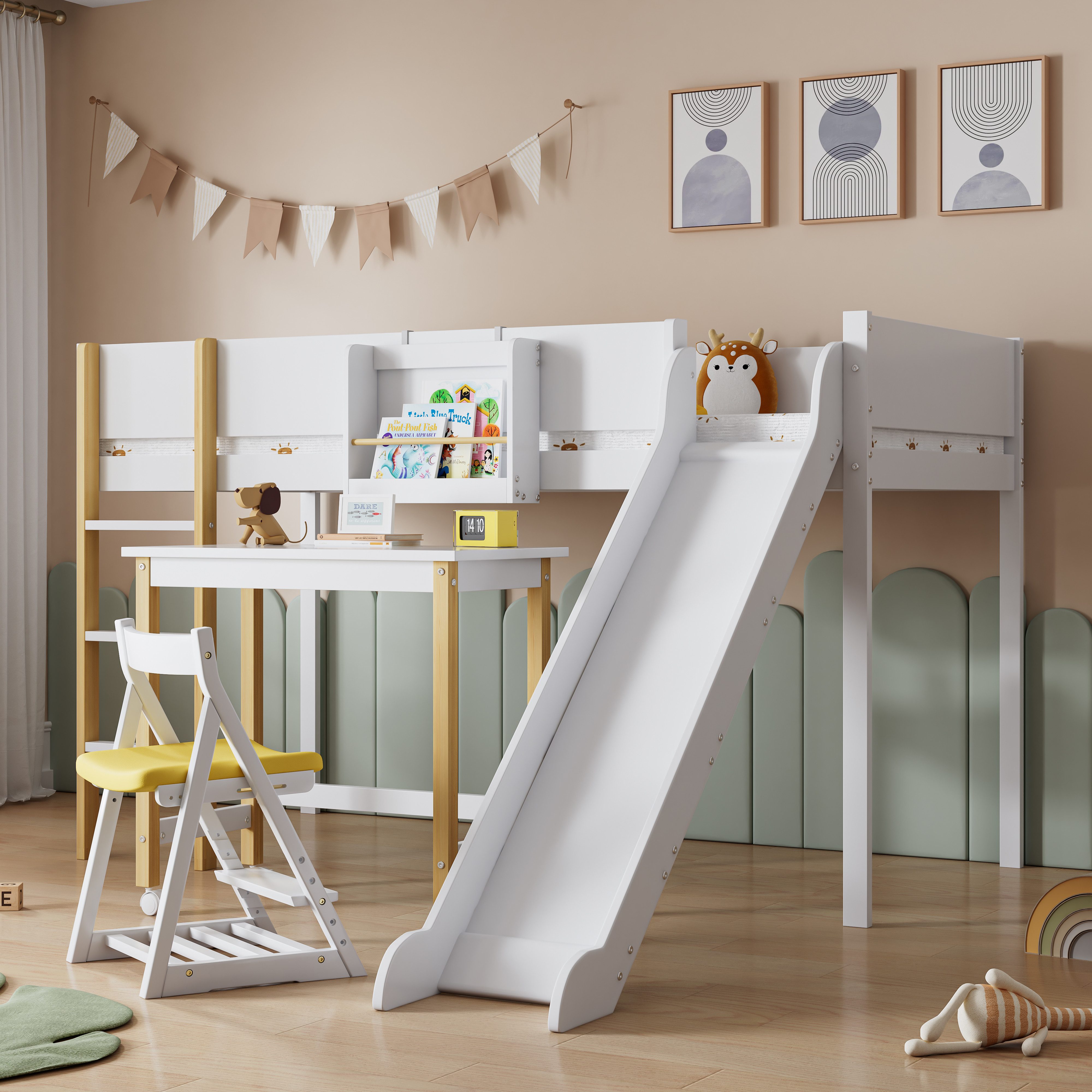 TavilaEcon Hochbett Kinderbett Jugendbett mit Rutsche günstig online kaufen