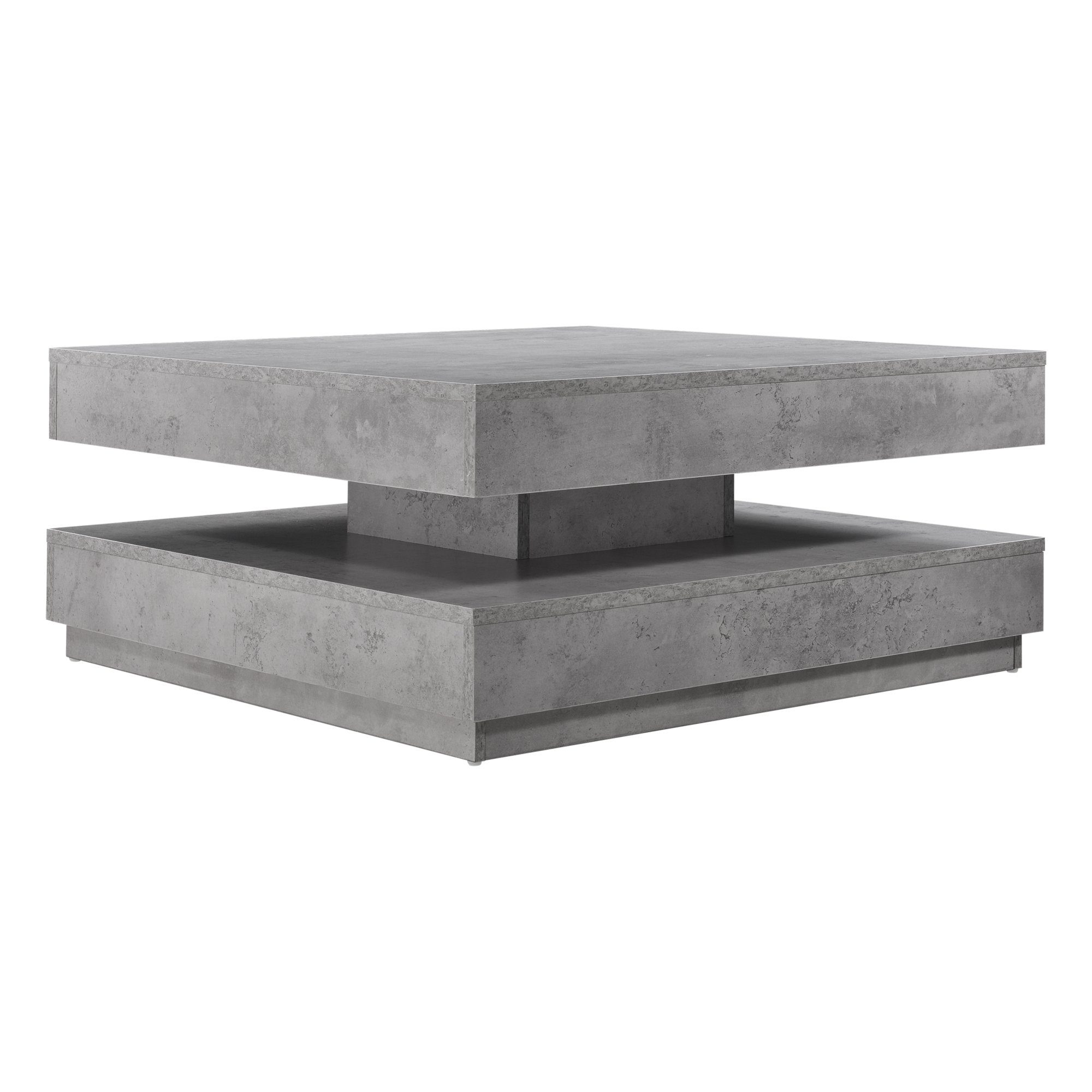 en.casa Couchtisch, »Florenz« Beistelltisch drehbar in Betonlook Betonoptik 76x76x38cm