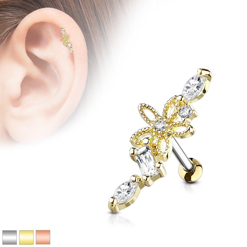 Taffstyle Piercing-Set Knorpel Ohrstecker Piercing Blume Kristallen, Tragus günstig online kaufen