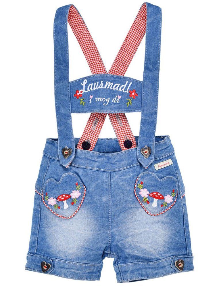 BONDI Trachtenlederhose BONDI Baby Mädchen Jeans Latzshort 'Lausmadl' 8662