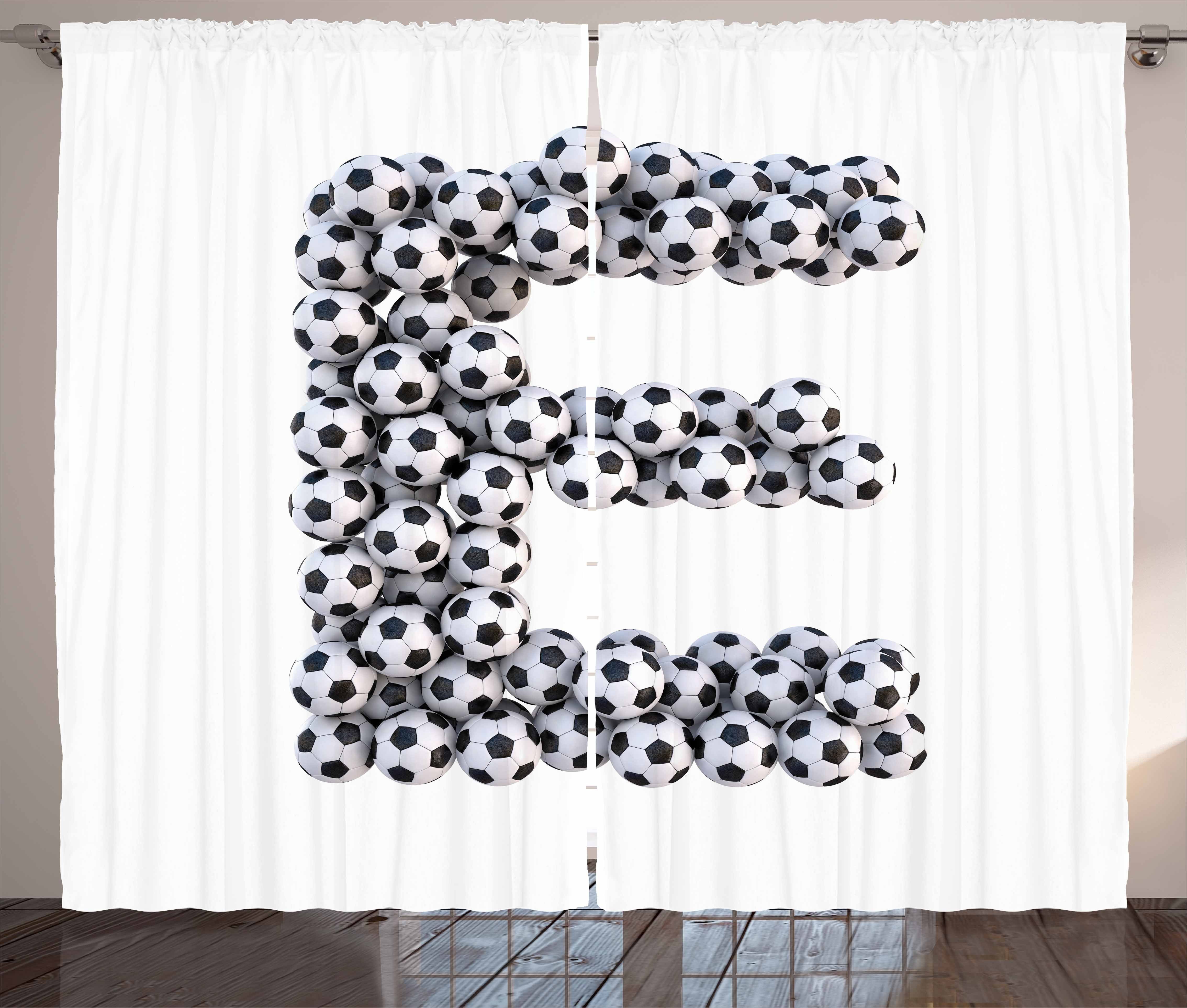 Gardine Schlafzimmer Kräuselband Vorhang mit E und Hexagon Buchstabe Abakuhaus, Ball Schlaufen Motive Haken