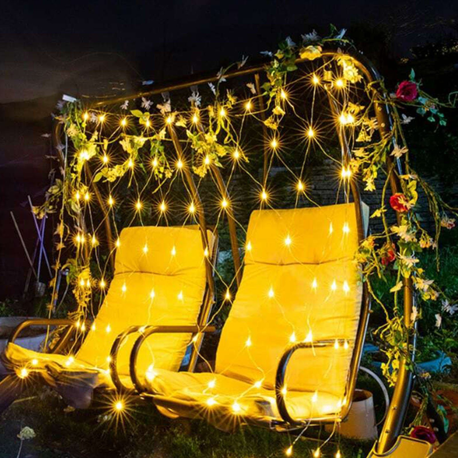 LED 660-flammig, für Curtain Lichterkette, Wasserdicht Garten, 4X6m Sunicol Mesh LED-Lichtervorhang Timer, Net draußen Weihnachten