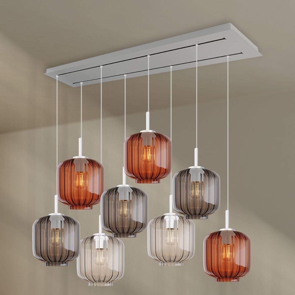 s.luce Pendelleuchte Velo Esstischleuchte 8-flg 160cm 2-reihig Ø 20cm Mehrfarbig