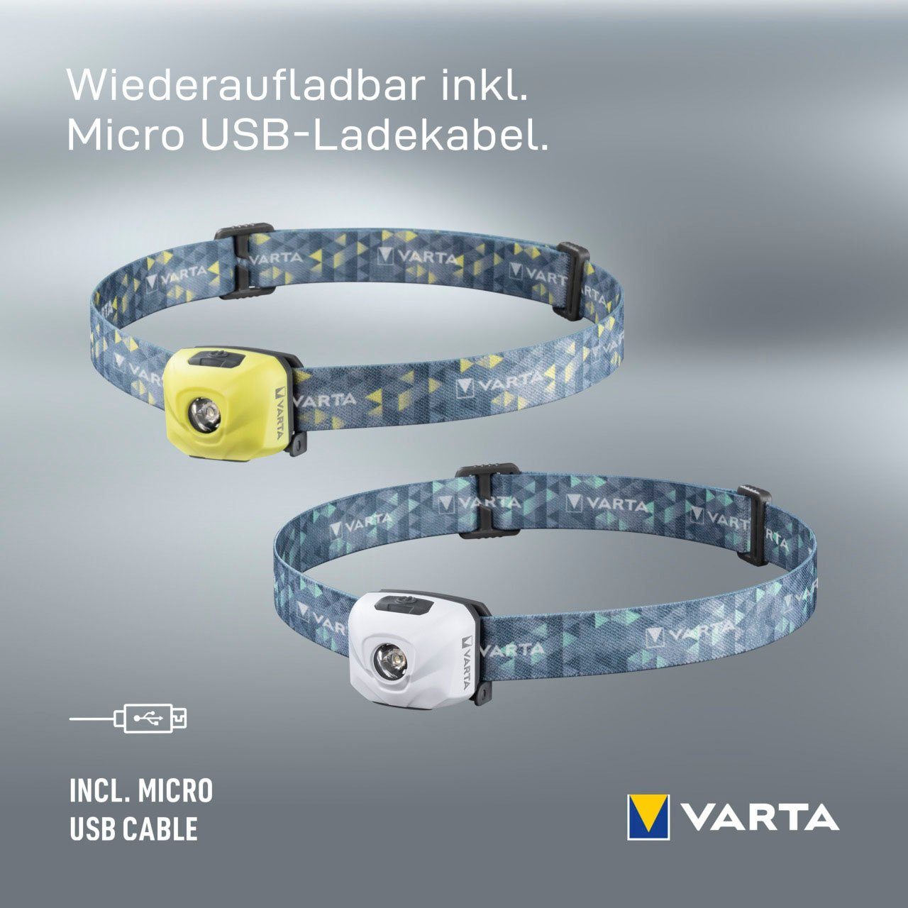 Stirnleuchte Ultralight Outdoor Speicherfunktion Tastensperre aufladbare (Packung, mit Sports H30R 1-St), und Kopflampe VARTA