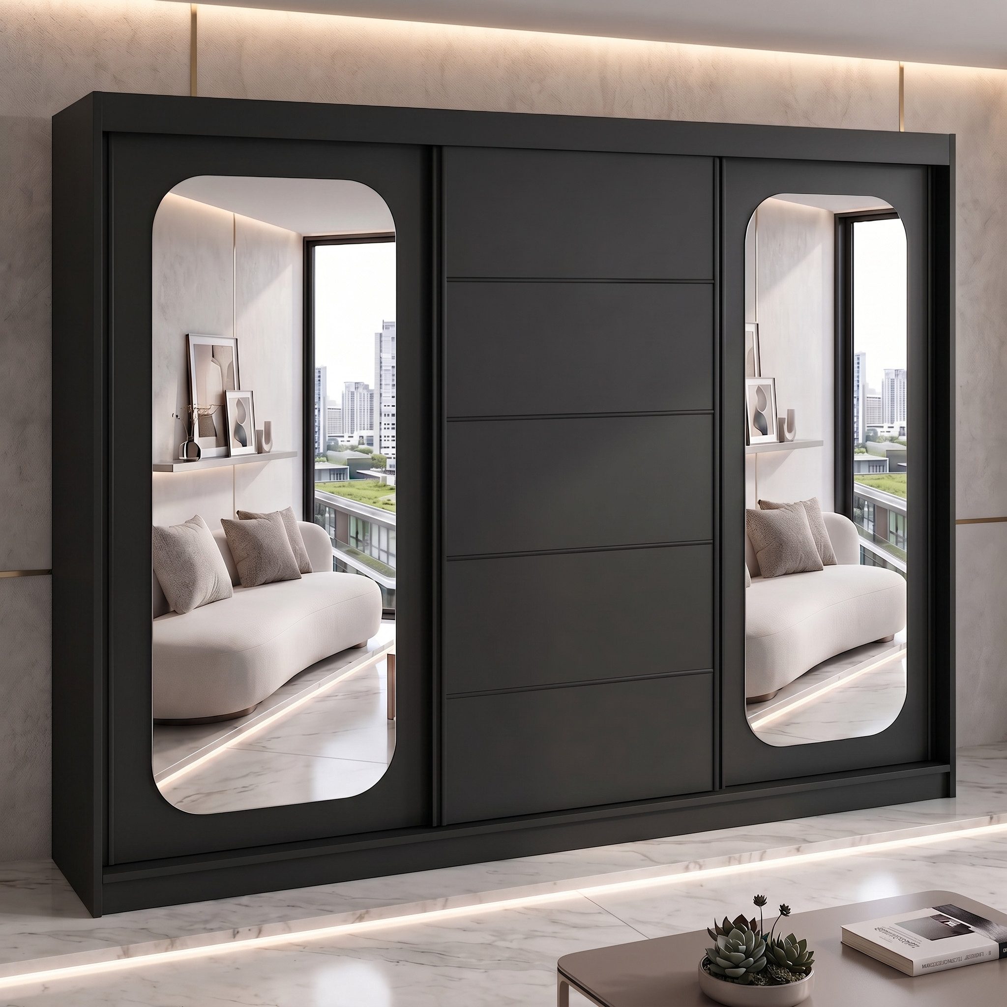 A&J MöbelLand GmbH Schiebetürenschrank BELANO – Moderner Kleiderschrank mit Schiebetüren (Die perfekte Kombination aus modernem Design, hoher Funktionalität und – Bild 2 von 5