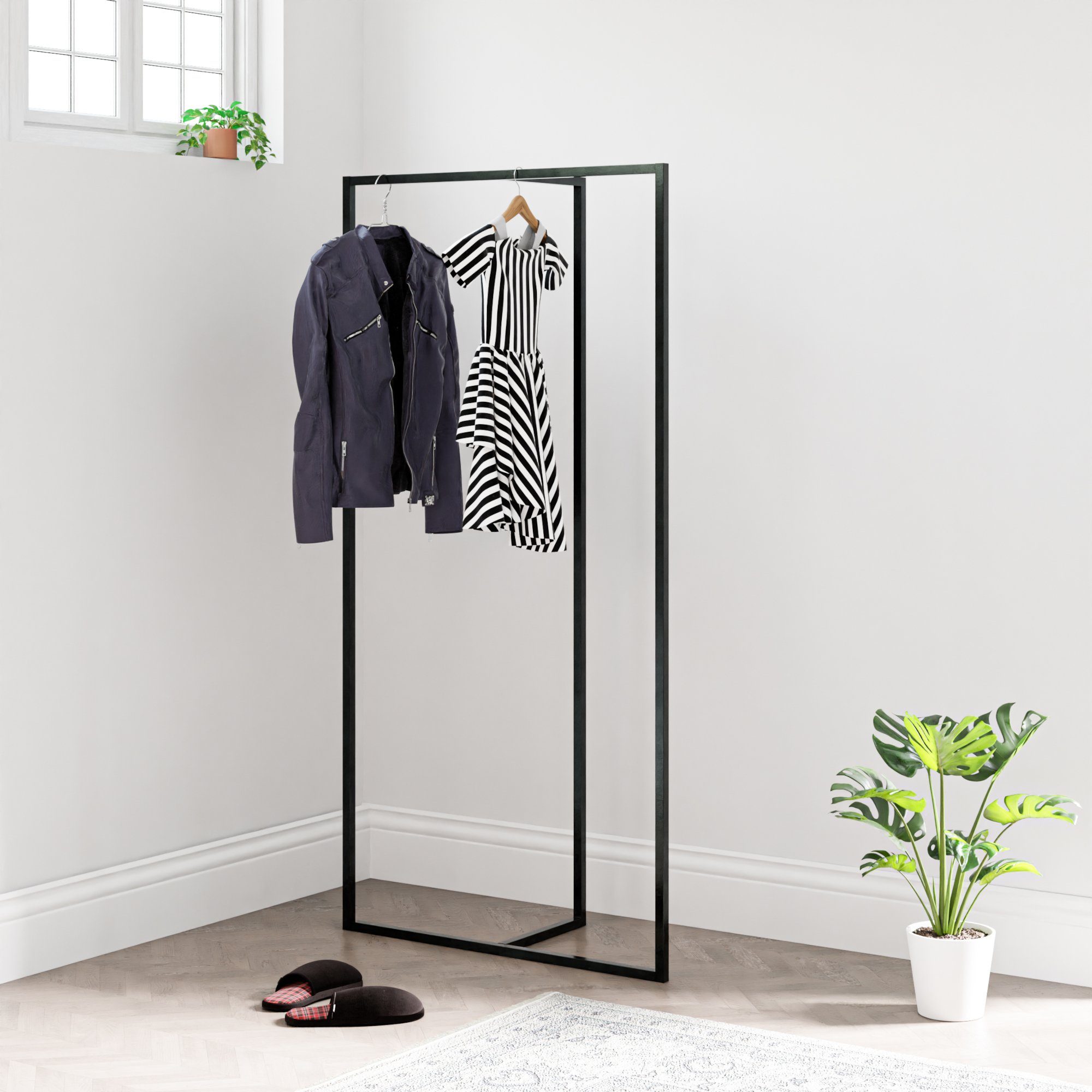 en.casa Garderobenständer, »Hurdal« T-förmiges Design 160x80x32cm günstig online kaufen