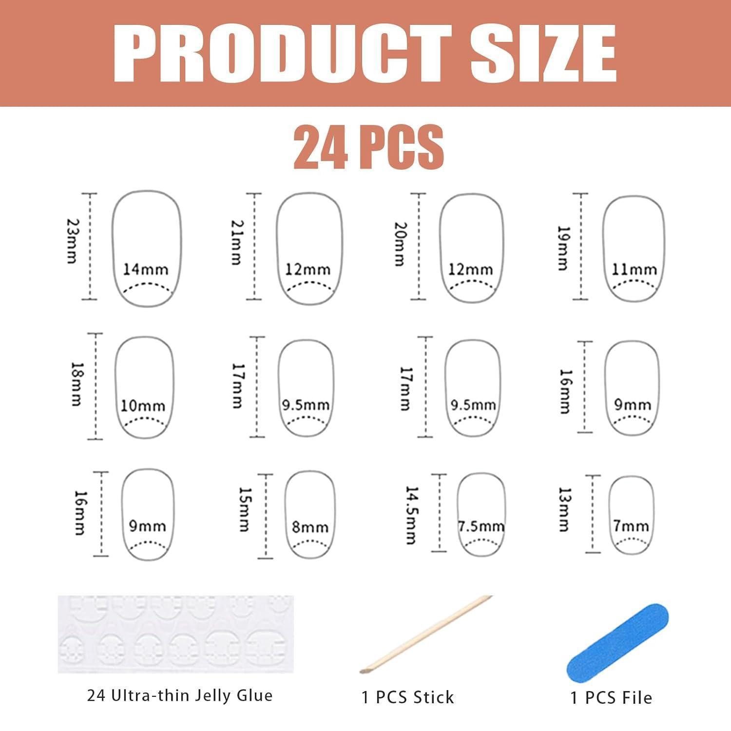 LuxusKollektion Kunstfingernägel Künstlicher Nagel 24-teilig Mandelform French irisierend mit Gelkleber