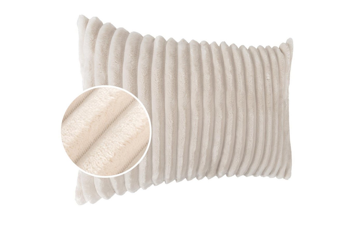 Kisska Dekokissen LILLI BIG CORD Velour Ambiente dekorieren, Kissenüberzug ohne Füllung BIG-Cord UNI 50x30cm Einfarbig Elfenbein