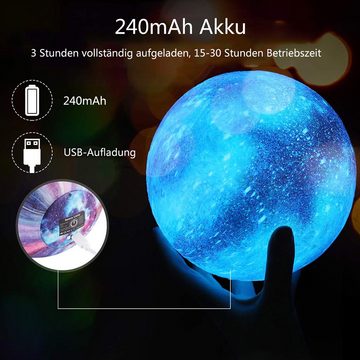 GelldG LED Nachtlicht 15cm Mond Lampe Nachtlampe 3D Mondlicht, 16 Farbe LED RGB Mondlampe