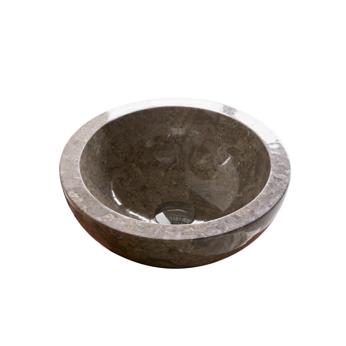 Tikamoon Waschbecken Waschbecken grau Aufsatzwaschbecken aus Marmor 35 cm