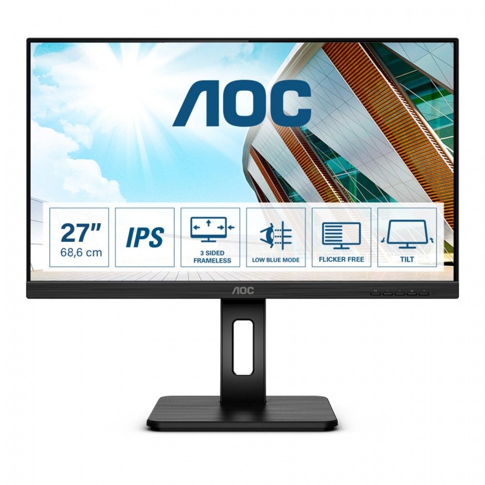 AOC AOC 27P2Q 27 Zoll Full HD IPS Monitor TFT-Monitor (Full HD px, Full HD, IPS, Pivot-Funktion für optimale Nutzung)