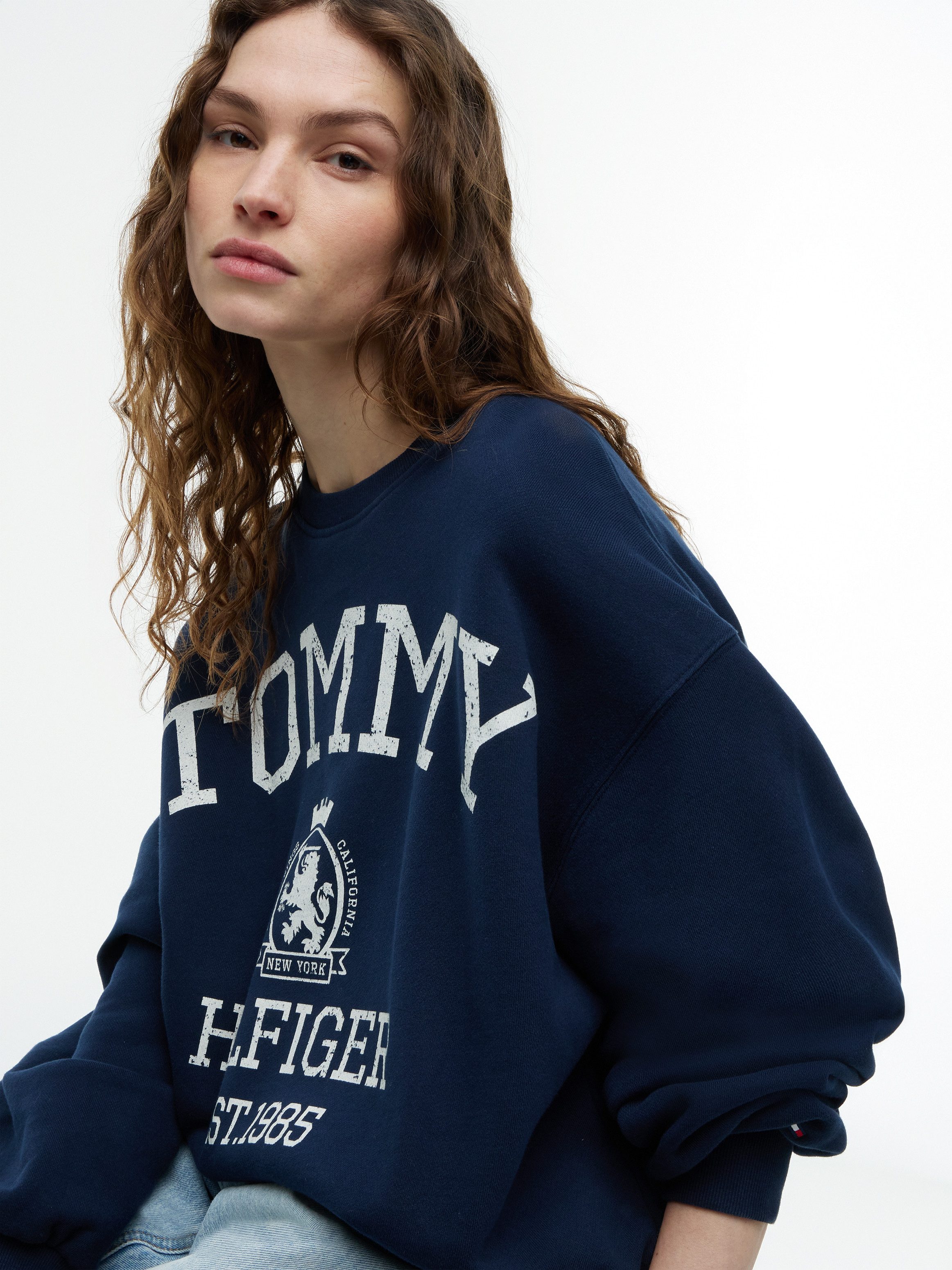 Tommy Hilfiger Sweatshirt VARSITY CREST MDRN SWEATSHIRT Baumwolle, Logo Frontdruck