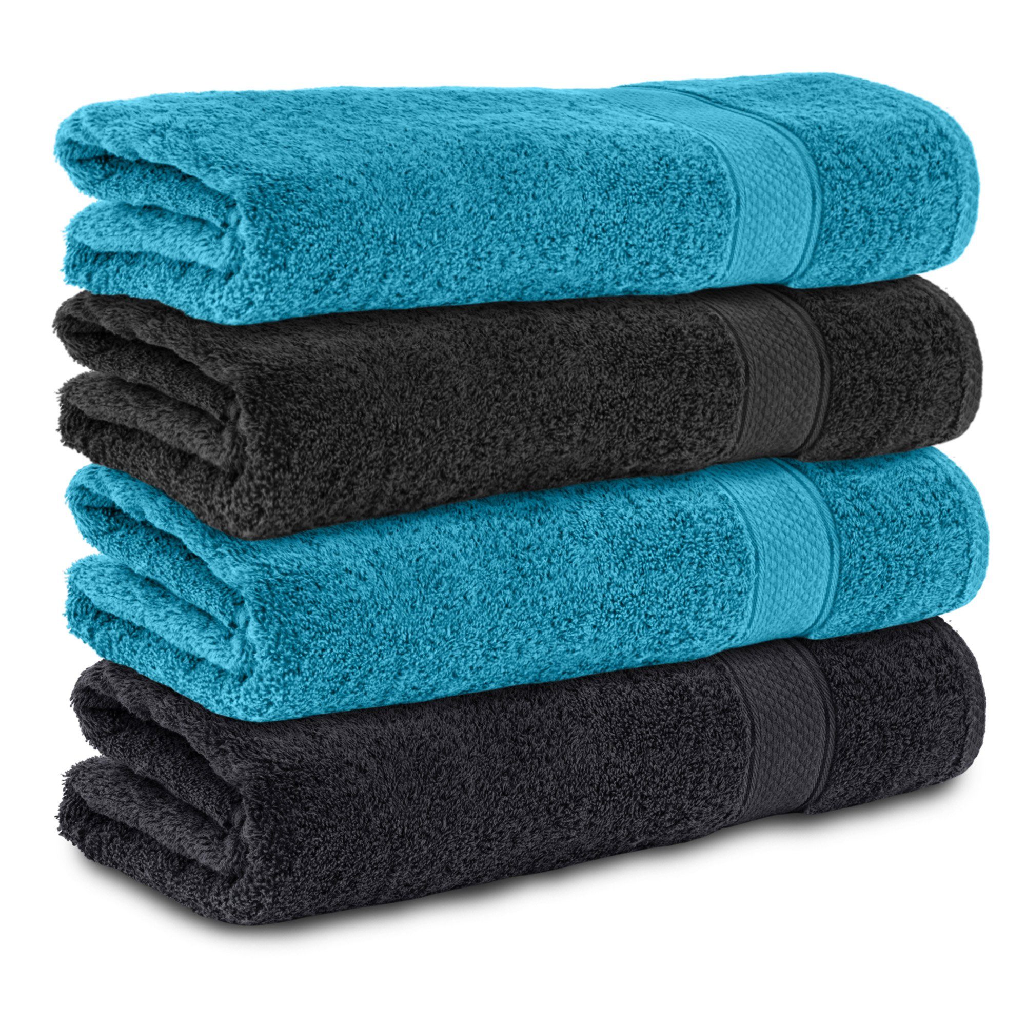 Komfortec Badetücher 100% Baumwolle, 470 g/m², Frottee (4-St), Handtücher 70x140 cm Set, Weich