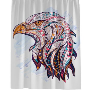 Ekershop Duschvorhang Textil Digitaldruck ADLER Eagle für Duschstange Breite 120 cm (inkl. Ringe), Höhe 200 cm, wasserabweisend, waschbar, bügelbar