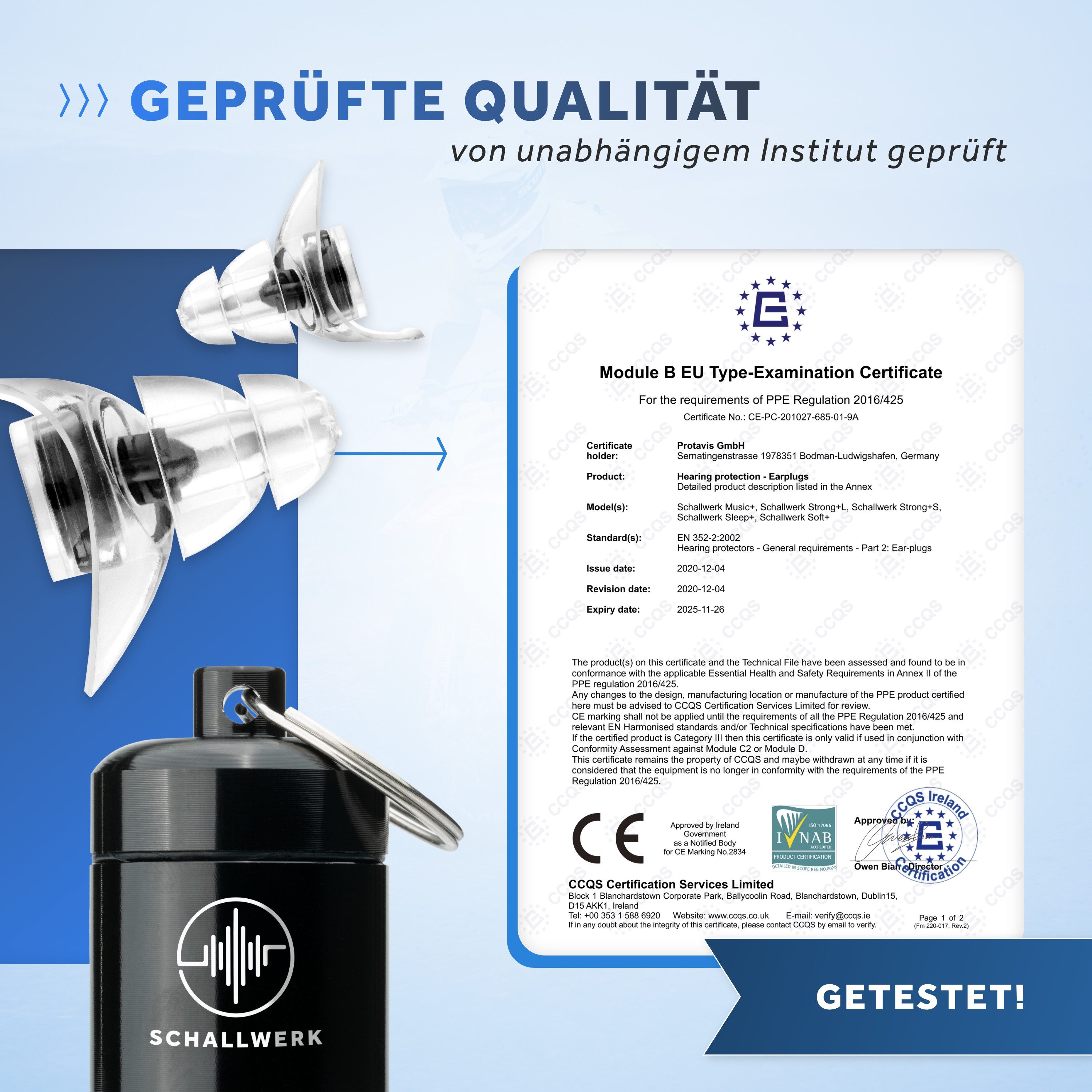 Schallwerk Gehörschutzstöpsel SCHALLWERK ® Strong+ Gehörschutz Ohrstöpsel mit extra starkem Schutz
