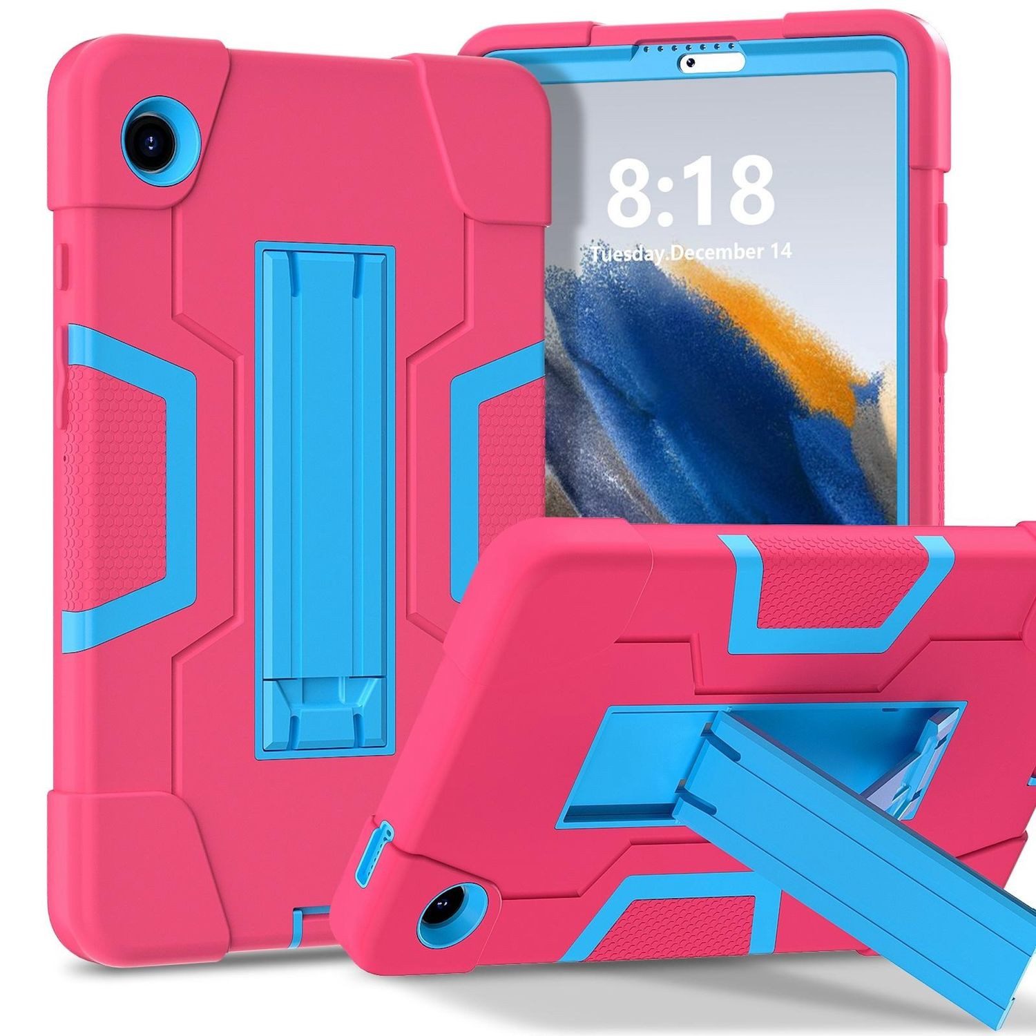 Wigento Tablet-Hülle Für Samsung Galaxy Tab A11 Color Hybrid Design Hülle mit Halter Pink, Stoßfest, Kontrastdesign, Halterfunktion