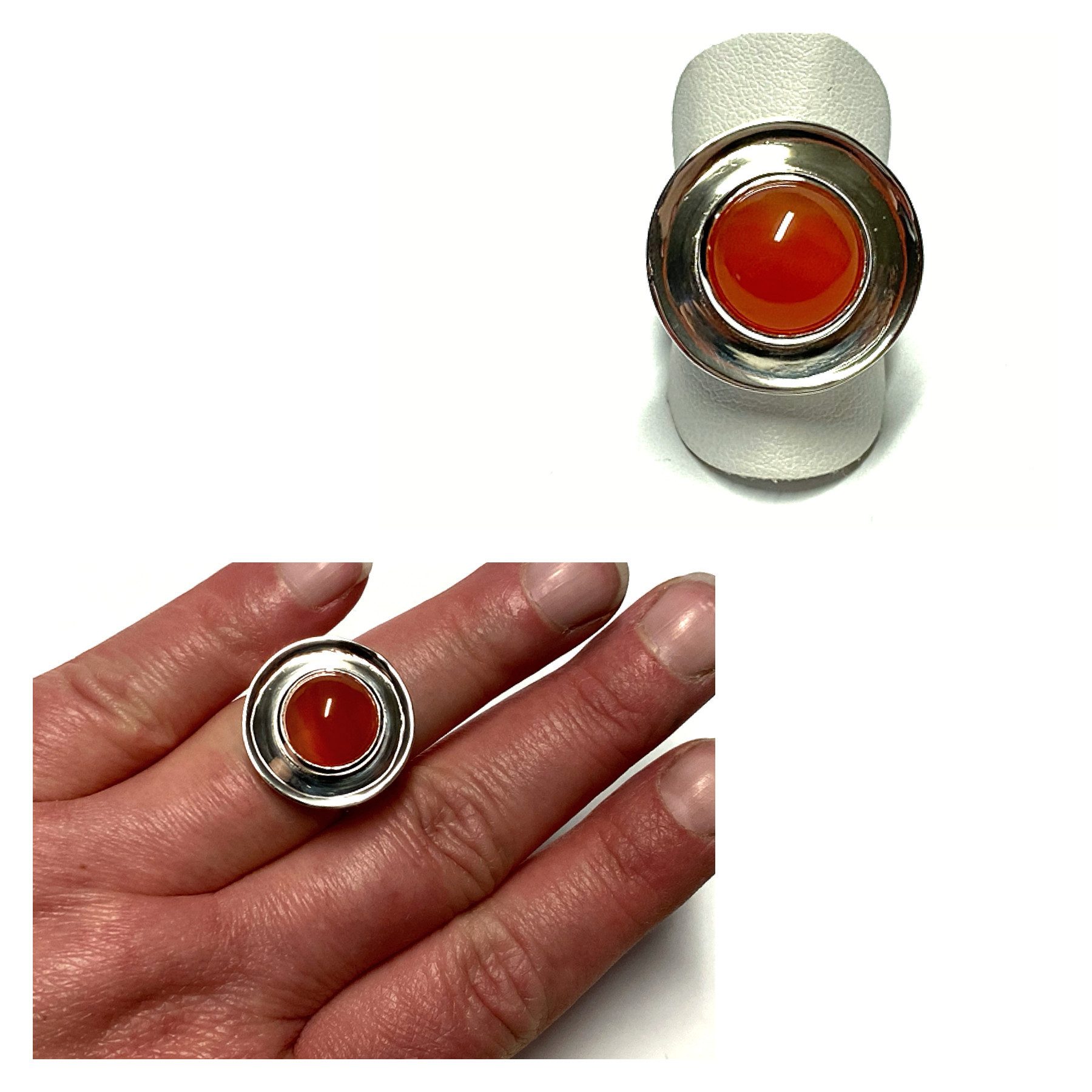 Edelschmiede925 Silberring Ring Silber 925/- Carneol Cabochon karneol Handarbeit #54