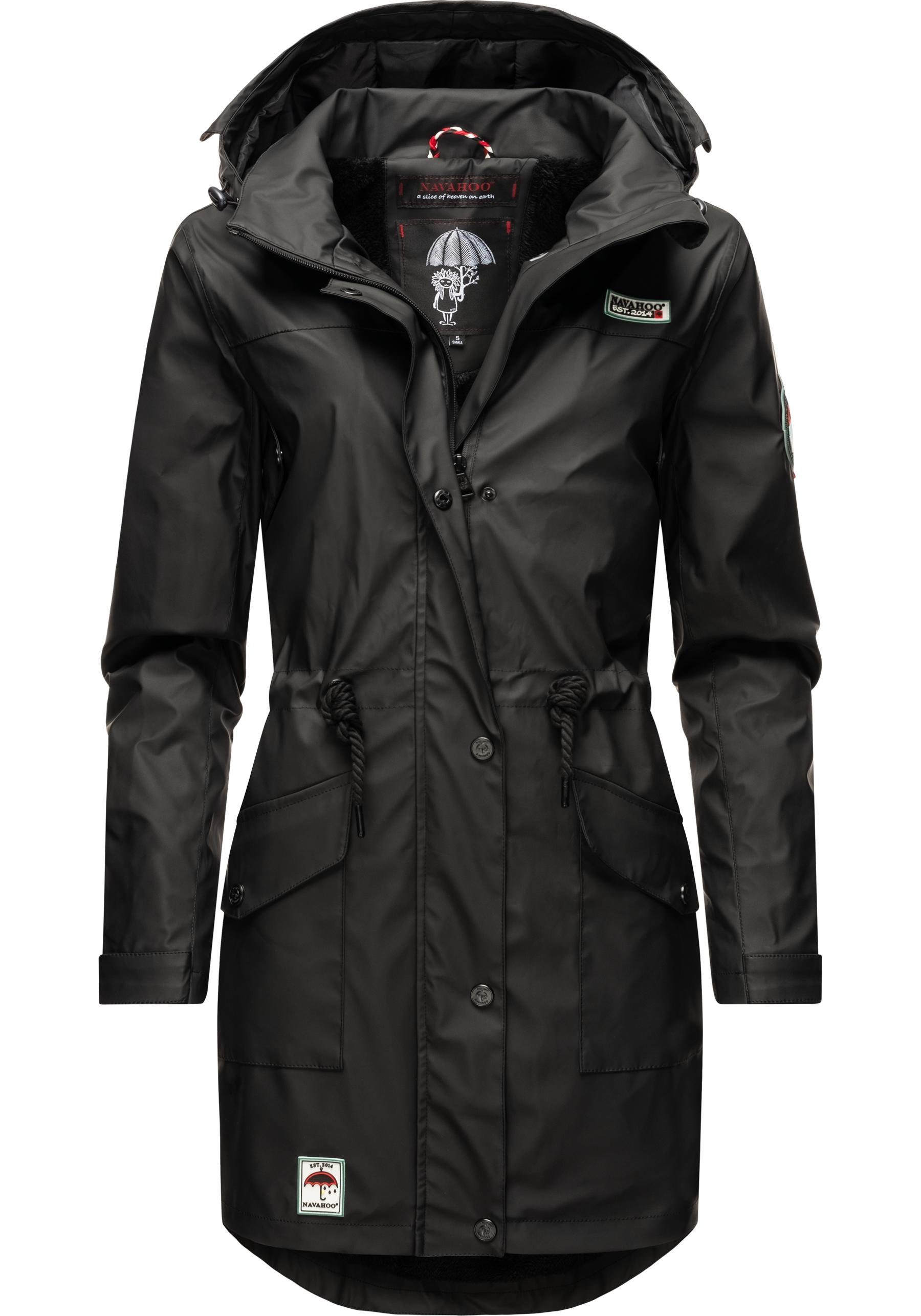 Navahoo Outdoorjacke Deike modischer Damen Outdoor Regenmantel schwarz