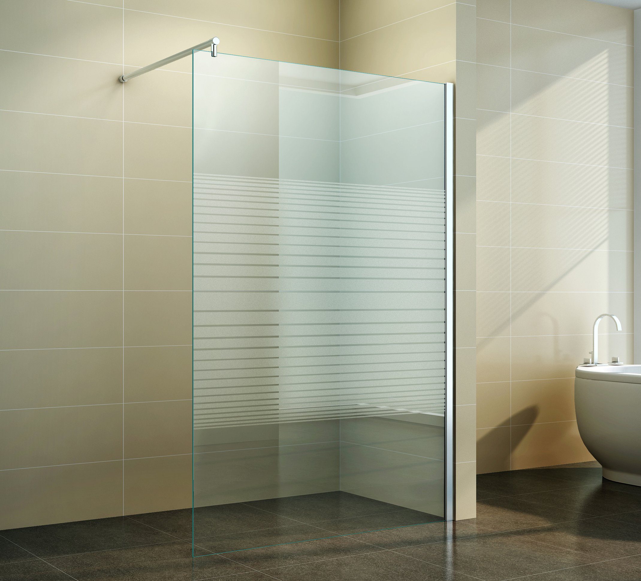 Fischer und Adamek Komplettdusche Walk in Duschabtrennung 10mm Duschwand Duschtrennwand NANO Gestreift, Gestreift