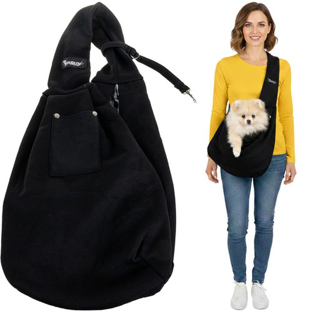 Purlov Tiertransporttasche Känguru-Trage Hundetasche bis 5 kg, Weiche Polsterung und ergonomischer Hüftgurt