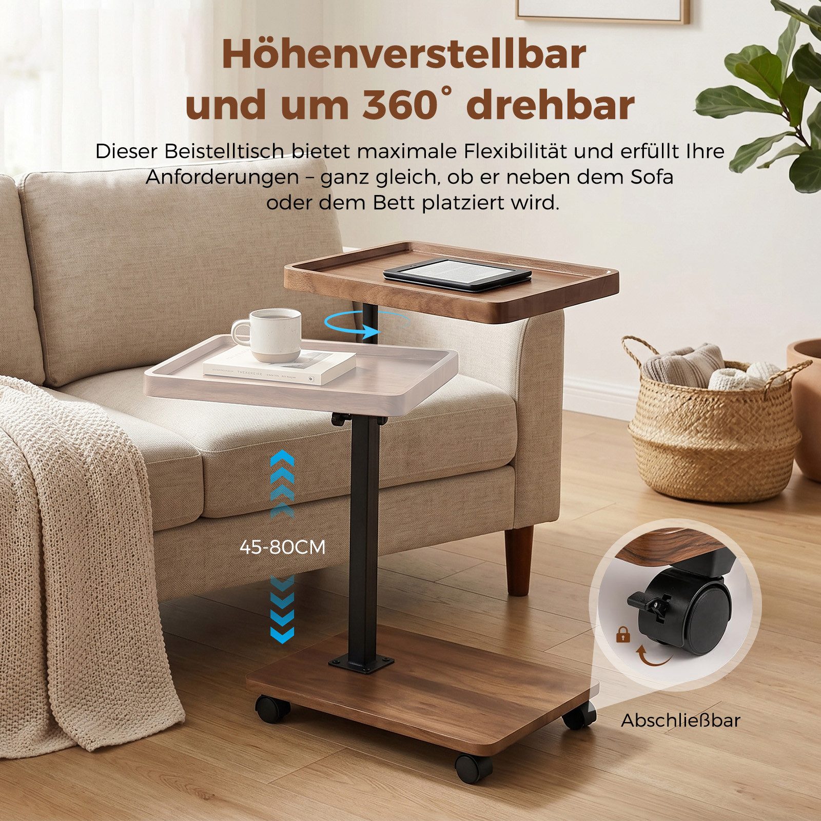 AKKEE Beistelltisch Sofa Klein Beistelltisch, für Schlafsofa und Badewanne, Sofatisch