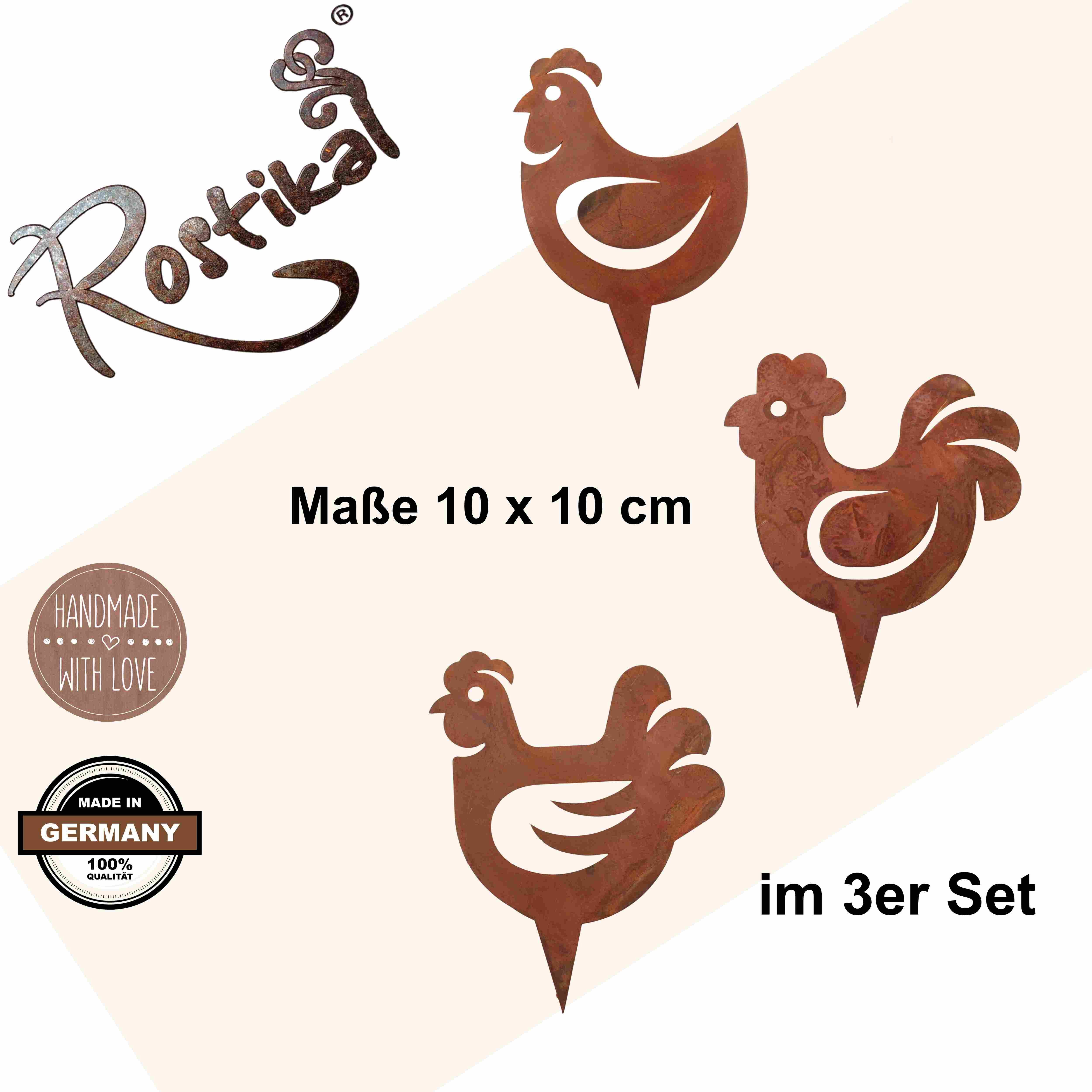 Rostikal Dekofigur Hahn und Huhn Gartenstecker, günstig online kaufen