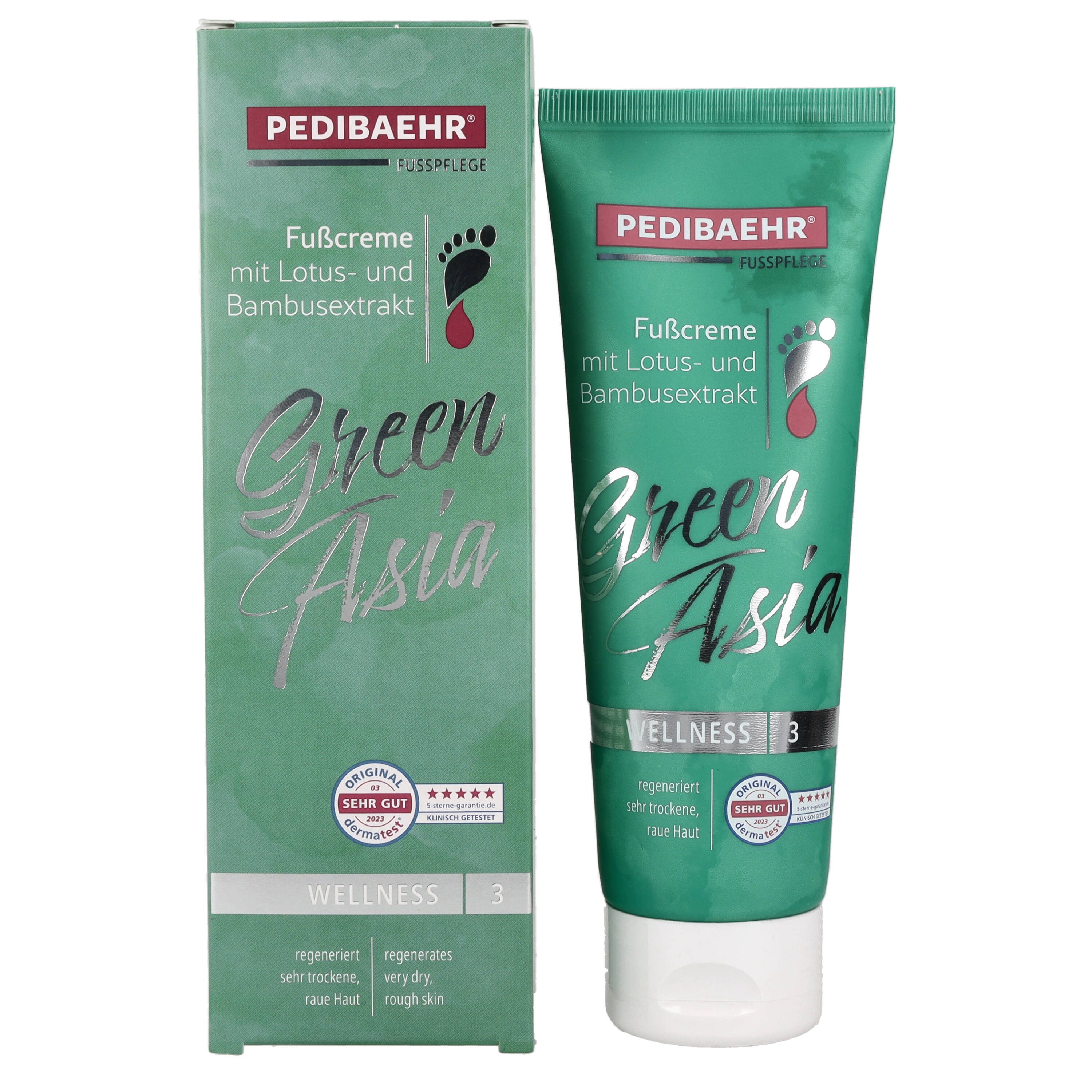 Pedibaehr Fußcreme Pedibaehr Green Asia Fußcreme 125ml Diabetiker geeignet, 1-tlg., mit Lotus- & Bambusextrakt, Hanföl & Mangobutter