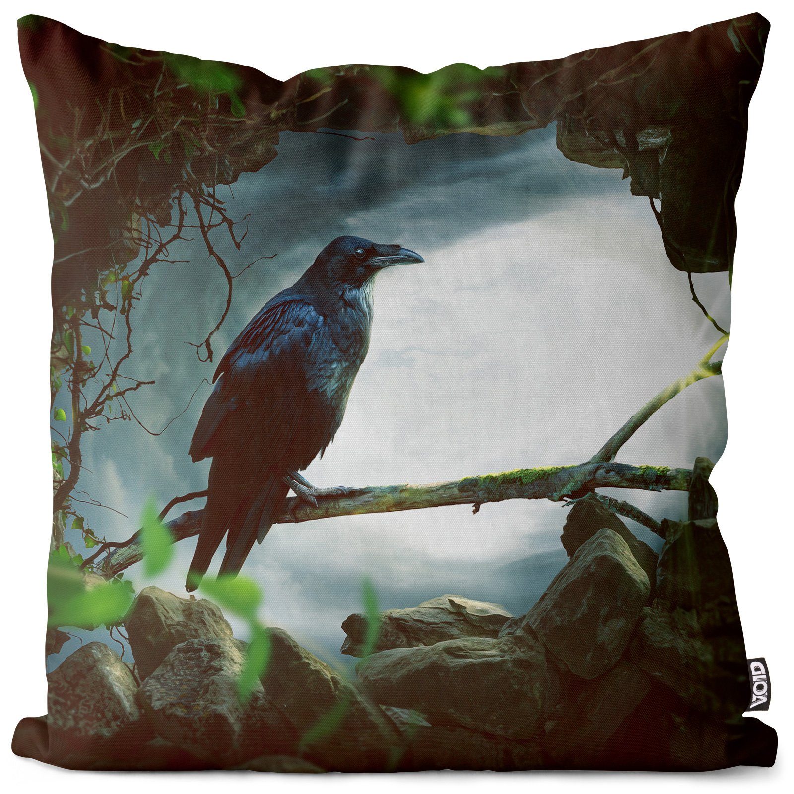 VOID Kissenbezug, (1 Stück), Rabe Wald Nest Höhle Halloween Tier Vogel Krabbat Mythologie Zauberer