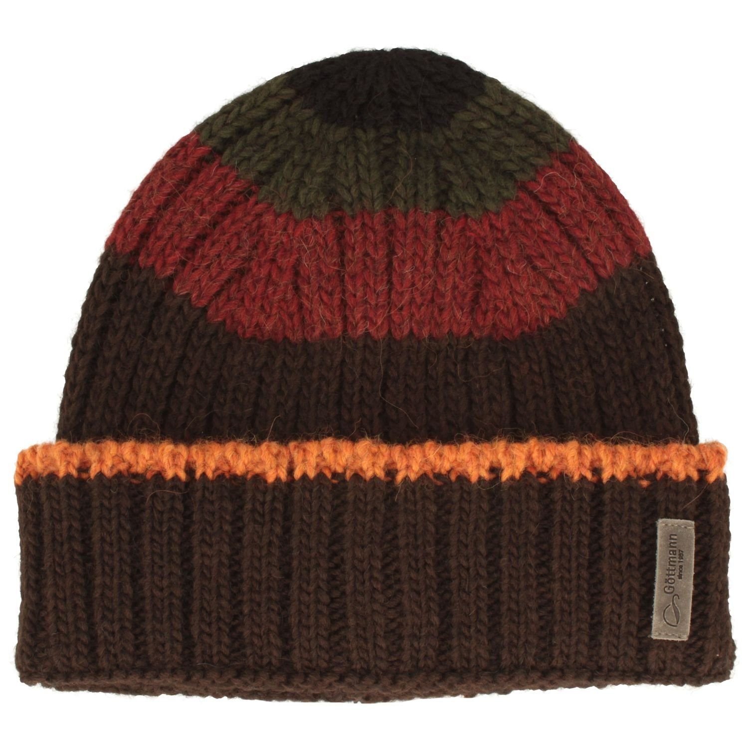 Göttmann Strickmütze mit Umschlag, Blockstreifen & Alpaka-Anteil