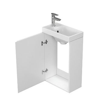 KOLMAN Waschbeckenunterschrank Badmöbel Set MODUO 40 Badezimmerschrank (160x40x34) mit Türen & Keramikwaschbecken