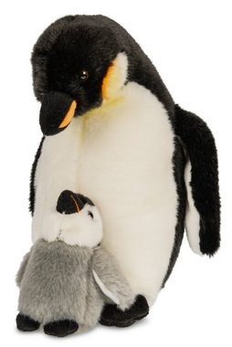 Uni-Toys Kuscheltier Kaiserpinguin m. Baby - Höhe 26 cm - Plüsch-Vogel, Pinguin, Plüschtier, zu 100 % recyceltes Füllmaterial